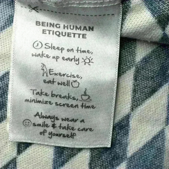 BEING HUMAN Men Geometric Print Round Neck 100% Cotton Longsleeve Shirt XL - Picture 7 of 8